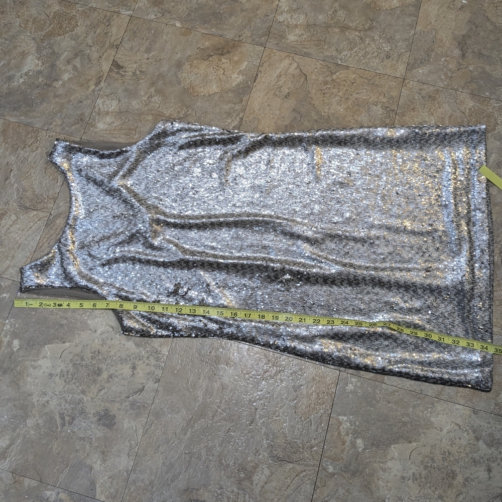 NTW White House Black Market Medium Petite Sparkly Silver Sequin Sheath Dress‎ - Picture 8 of 8